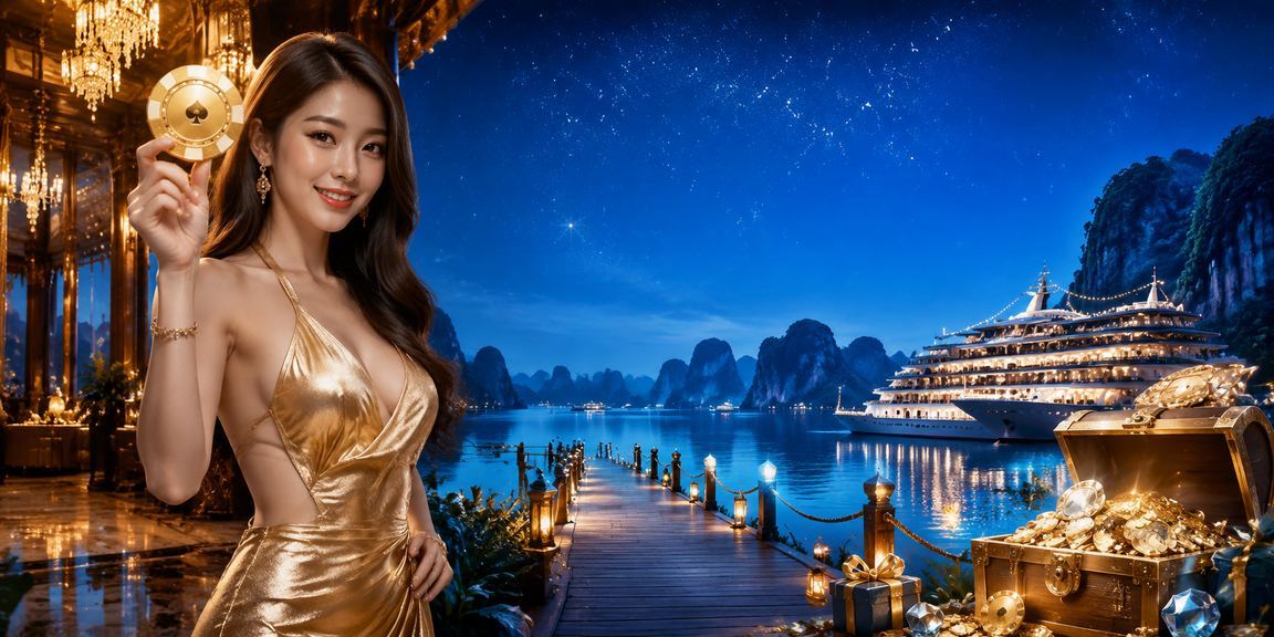 Người mẫu cầm phong bì đỏ bonus tại vịnh Hạ Long trong không khí lễ hội