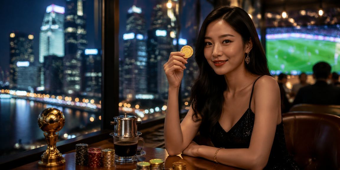 Người dùng Hà Nội xem kèo bóng đá và theo dõi voucher trên điện thoại tại quán cà phê
